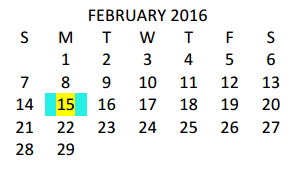 District School Academic Calendar for Dr Hesiquio Rodriguez Elementary for February 2016