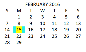 District School Academic Calendar for Harlingen High School - South for February 2016