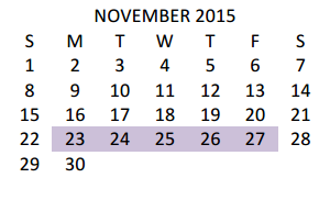 District School Academic Calendar for Dr Hesiquio Rodriguez Elementary for November 2015