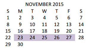 District School Academic Calendar for Crockett Elementary for November 2015