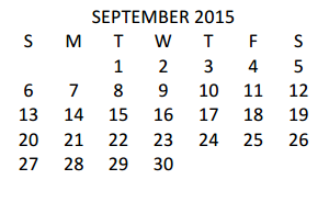 District School Academic Calendar for Cameron Co J J A E P for September 2015