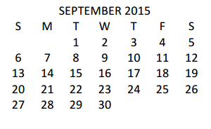 District School Academic Calendar for Edna Tamayo House for September 2015