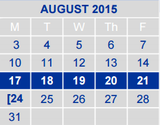 District School Academic Calendar for Academy At Hays for August 2015