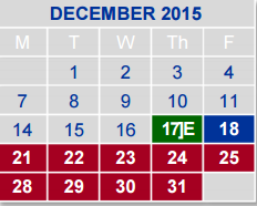 District School Academic Calendar for R C Barton Middle School for December 2015