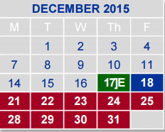 District School Academic Calendar for Dahlstrom Middle School for December 2015