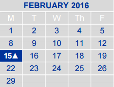 District School Academic Calendar for Science Hall Elementary School for February 2016