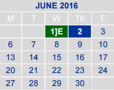 District School Academic Calendar for Science Hall Elementary School for June 2016