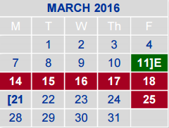 District School Academic Calendar for Hemphill Elementary School for March 2016