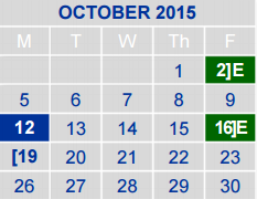 District School Academic Calendar for Rosalio Tobias International Schoo for October 2015