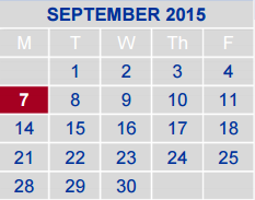 District School Academic Calendar for New El #5 for September 2015