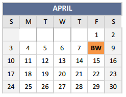 District School Academic Calendar for Highland Park Alter Ed Ctr for April 2016