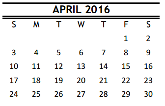 District School Academic Calendar for R D S P D for April 2016