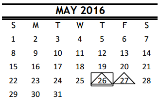 District School Academic Calendar for Briarmeadow Charter for May 2016