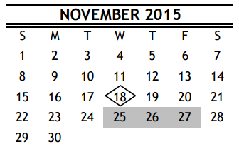 District School Academic Calendar for R D S P D for November 2015