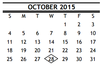 District School Academic Calendar for Community Services-sec for October 2015
