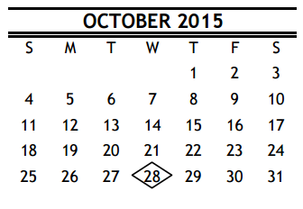 District School Academic Calendar for R D S P D for October 2015
