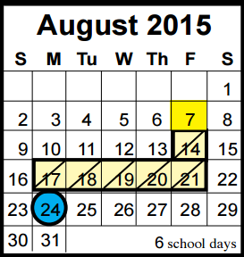 District School Academic Calendar for Jack M Fields Sr Elementary for August 2015