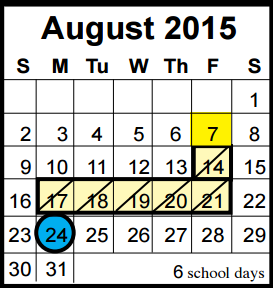 District School Academic Calendar for Riverwood Middle for August 2015