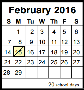 District School Academic Calendar for Oaks Elementary for February 2016