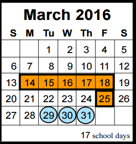 District School Academic Calendar for Kingwood Park High School for March 2016