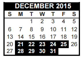 District School Academic Calendar for Bellaire Elementary for December 2015