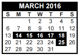 District School Academic Calendar for Alter Ed Prog for March 2016