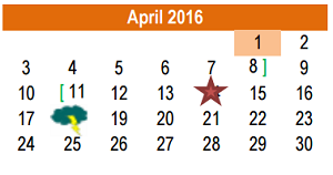 District School Academic Calendar for Williamson County Academy for April 2016