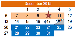 District School Academic Calendar for Williamson County Academy for December 2015