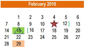 District School Academic Calendar for Lott Detention Center for February 2016