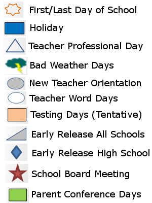 District School Academic Calendar Legend for Lott Detention Center