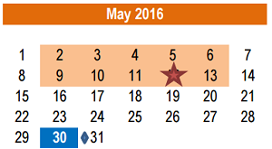 District School Academic Calendar for Lott Detention Center for May 2016