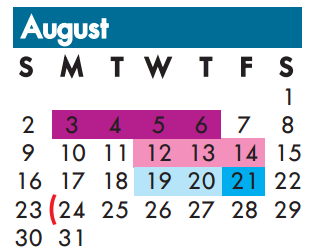 District School Academic Calendar for Secondary Reassign Ctr for August 2015