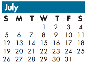 District School Academic Calendar for Secondary Reassign Ctr for July 2015