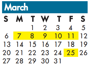 District School Academic Calendar for Elliott Elementary for March 2016