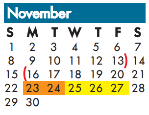 District School Academic Calendar for Dallas Co School For Accelerated L for November 2015