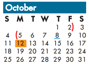 District School Academic Calendar for Elliott Elementary for October 2015