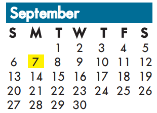 District School Academic Calendar for Dallas Co School For Accelerated L for September 2015