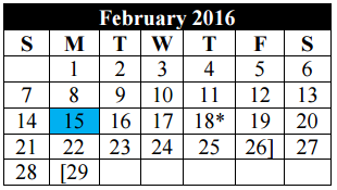 District School Academic Calendar for Alter School for February 2016