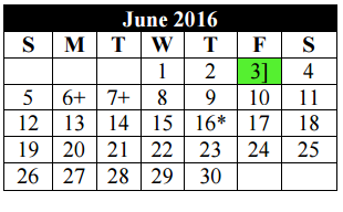 District School Academic Calendar for Ed Franz  Elementary for June 2016