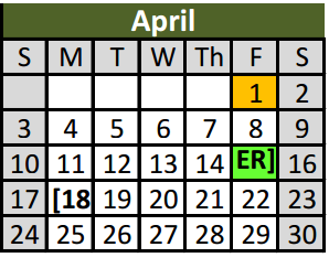 District School Academic Calendar for Bluebonnet Elementary School for April 2016