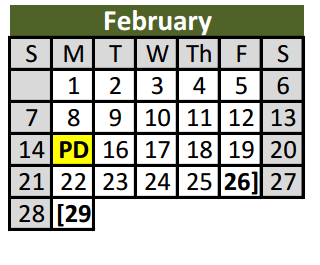 District School Academic Calendar for Central High School for February 2016