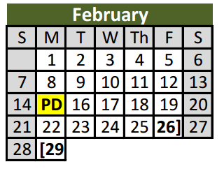 District School Academic Calendar for Parkwood Hill Intermediate for February 2016