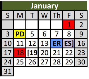 District School Academic Calendar for Keller-harvel Elementary for January 2016