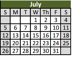 District School Academic Calendar for Bear Creek Intermediate for July 2015