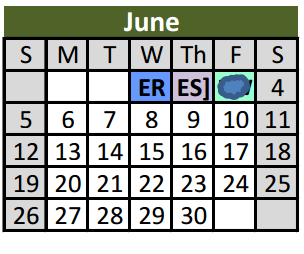 District School Academic Calendar for Fossil Hill Middle for June 2016