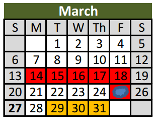 District School Academic Calendar for Bluebonnet Elementary School for March 2016