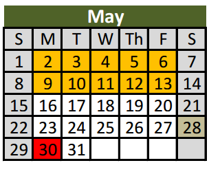 District School Academic Calendar for Fossil Hill Middle for May 2016