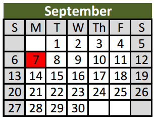 District School Academic Calendar for Independence Elementary for September 2015