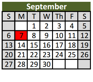 District School Academic Calendar for Heritage Elementary for September 2015