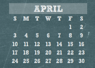 District School Academic Calendar for Frank Elementary for April 2016